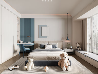 现代卧室 男孩房 儿童房
