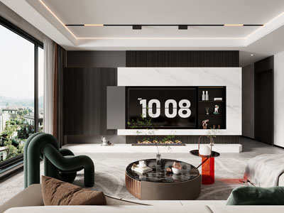 现代客厅电视背景墙3d模型 现代客厅电视背景墙