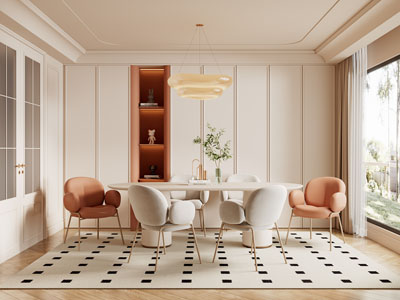 现代轻奢奶油风餐厅