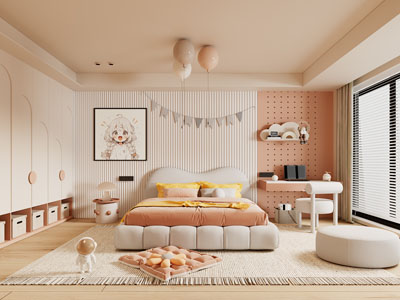 现代奶油风卧室 儿童房