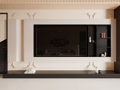 法式客厅电视背景墙3d模型 法式客厅电视背景墙