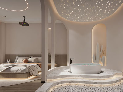 现代极简公寓卧室