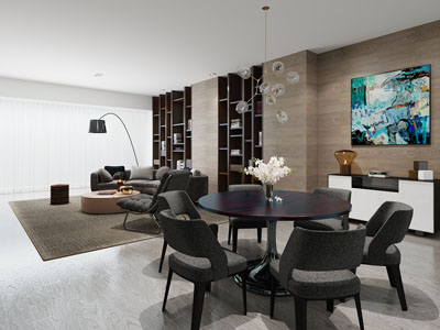 现代港式客厅餐厅