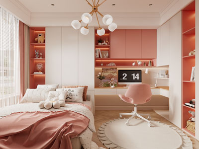 现代榻榻米卧室 儿童房 公主房 女儿房