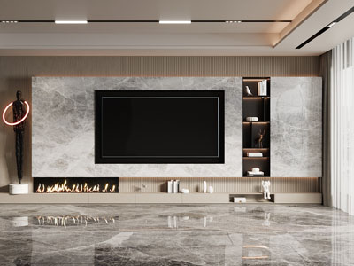 现代客厅电视背景墙3d模型 现代客厅电视背景墙