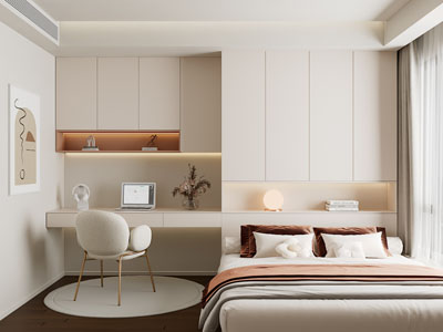 现代奶油风榻榻米卧室