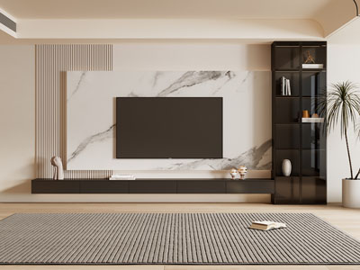 现代客厅电视背景墙3d模型 现代客厅电视背景墙