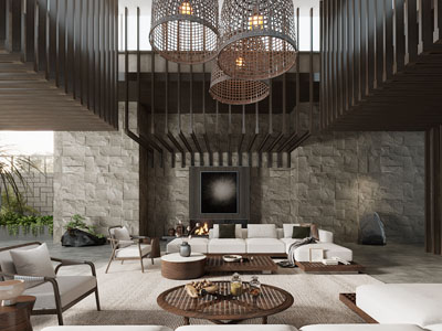 侘寂风挑高客厅