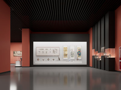 现代书法字画 陶瓷展厅展览 博物馆3d模型 现代书法字画 陶瓷展厅展览 博物馆