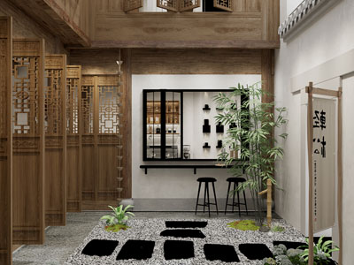 新中式茶馆小院 景观园艺小品