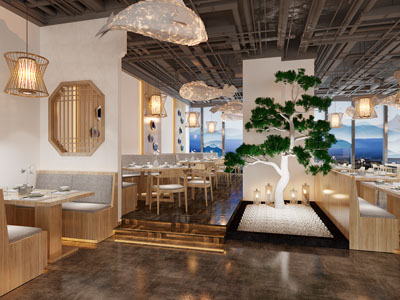 新中式饭店餐厅就餐区