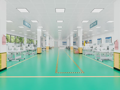 现代工厂生产车间 口罩生产区