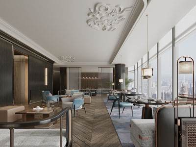 新中式饭店餐馆就餐区