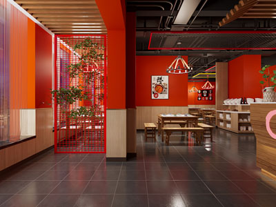 新中式饭店餐馆 火锅店3d模型 新中式饭店餐馆 火锅店
