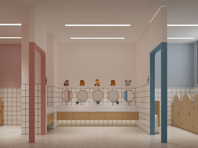 现代幼儿园公共卫生间 洗手间