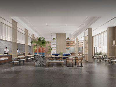 新中式饭店餐馆就餐区