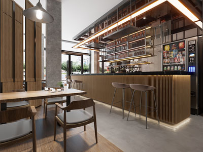 工业风loft咖啡馆 咖啡厅吧台3d模型 工业风loft咖啡馆 咖啡厅吧台