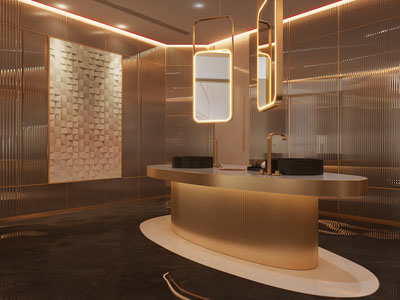 现代轻奢酒店公共卫生间 洗手间