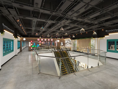 工业风loft商场3d模型 工业风loft商场