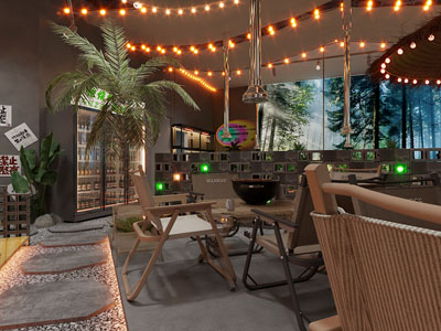 现代露营饭店餐馆