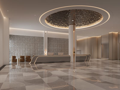 现代轻奢大堂前台接待