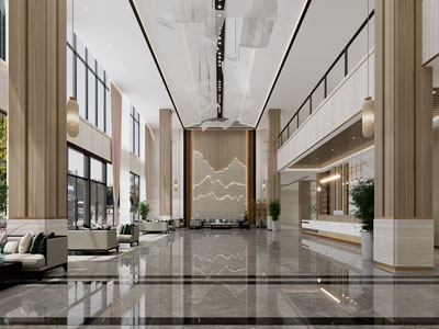 新中式售楼处大堂前台接待