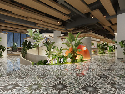 现代花园主题饭店餐馆3d模型 现代花园主题饭店餐馆