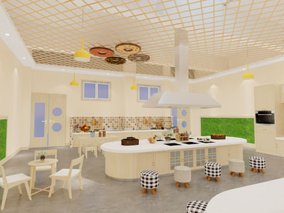 现代幼儿园儿童烘焙厨房