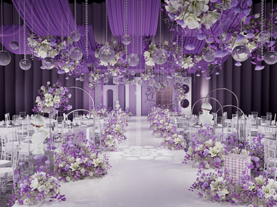 现代婚庆舞台 宴客厅 就餐区