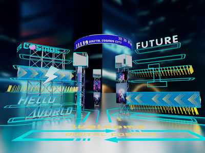 现代未来科技感展厅展览3d模型 现代未来科技感展厅展览