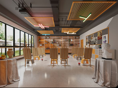 现代绘画教室3d模型 现代绘画教室