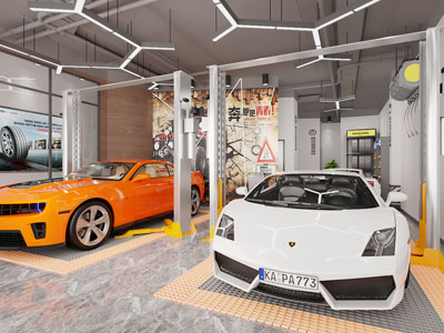 工业风loft汽车美容维修店 洗车行