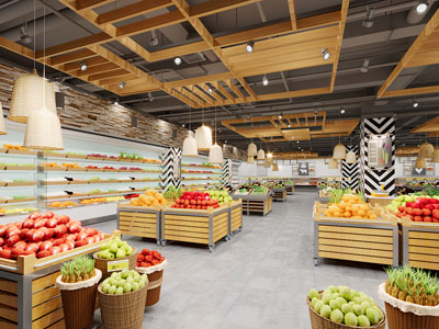 现代生鲜水果蔬菜便利店3d模型 现代生鲜水果蔬菜便利店