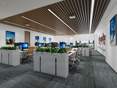 现代公共办公区3d模型 现代公共办公区