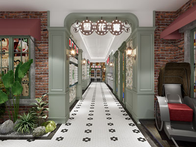 美式怀旧民国商业街过道