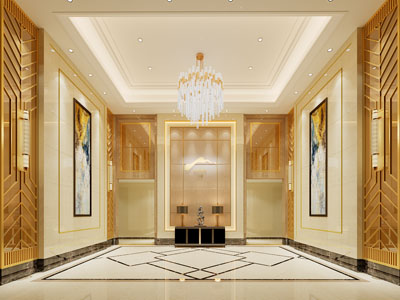 现代轻奢大堂前台接待 过道