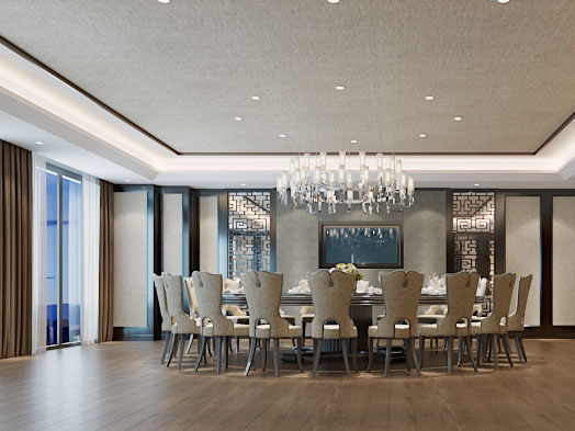 新中式酒店包厢包间3d模型 新中式酒店包厢包间