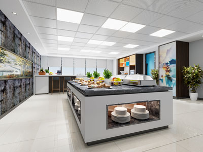 现代自助餐厅3d模型 现代自助餐厅