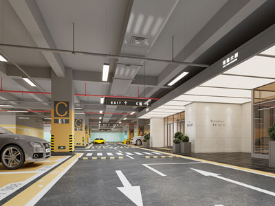 现代地停车场3d模型 现代地停车场