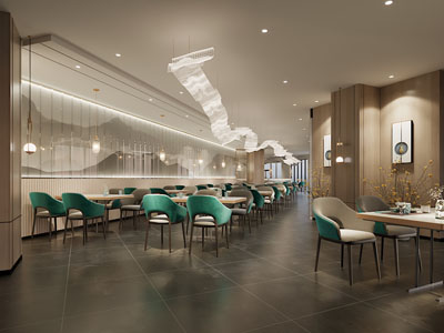 新中式饭店餐馆3d模型 新中式饭店餐馆