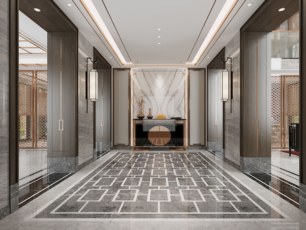 新中式酒店玄关门厅 过道