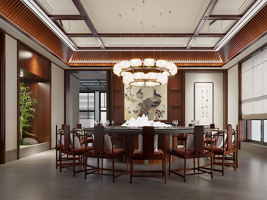 新中式酒店包厢包间3d模型 新中式酒店包厢包间