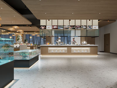 现代海鲜饭店餐馆 备餐区3d模型 现代海鲜饭店餐馆 备餐区