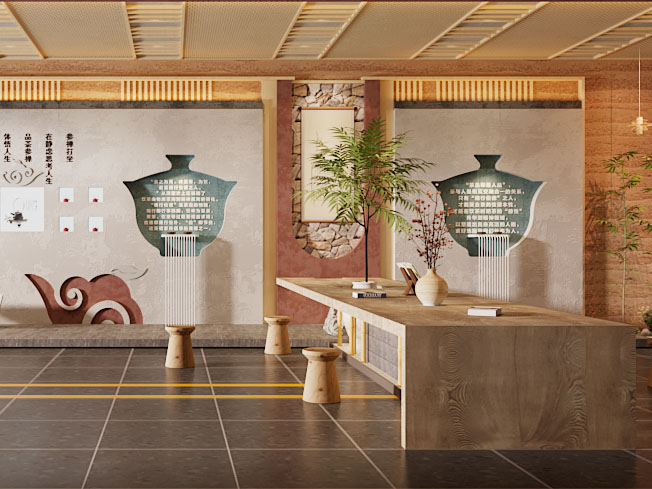 新中式茶艺茶道展厅展览3d模型 新中式茶艺茶道展厅展览