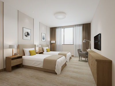 新中式酒店客房 双人间3d模型 新中式酒店客房 双人间