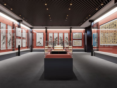 新中式书法字画展厅展览3d模型 新中式书法字画展厅展览
