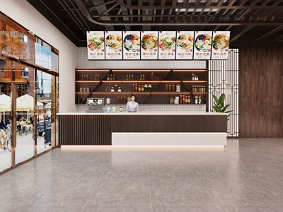 现代饭店大堂餐馆前台接待