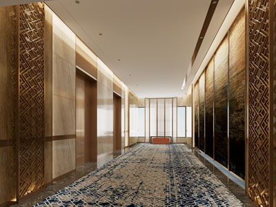新中式酒店过道3d模型 新中式酒店过道