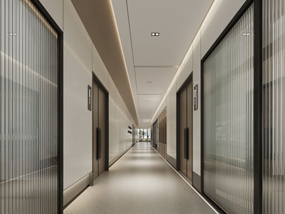 现代办公写字楼过道3d模型 现代办公写字楼过道