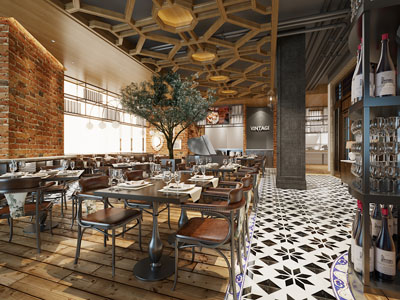 工业风loft饭店餐馆3d模型 工业风loft饭店餐馆